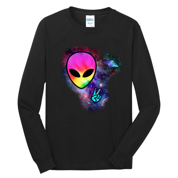 Alien Peace Space Ship Tall Long Sleeve T-Shirt