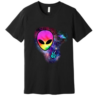 Alien Peace Space Ship Premium T-Shirt