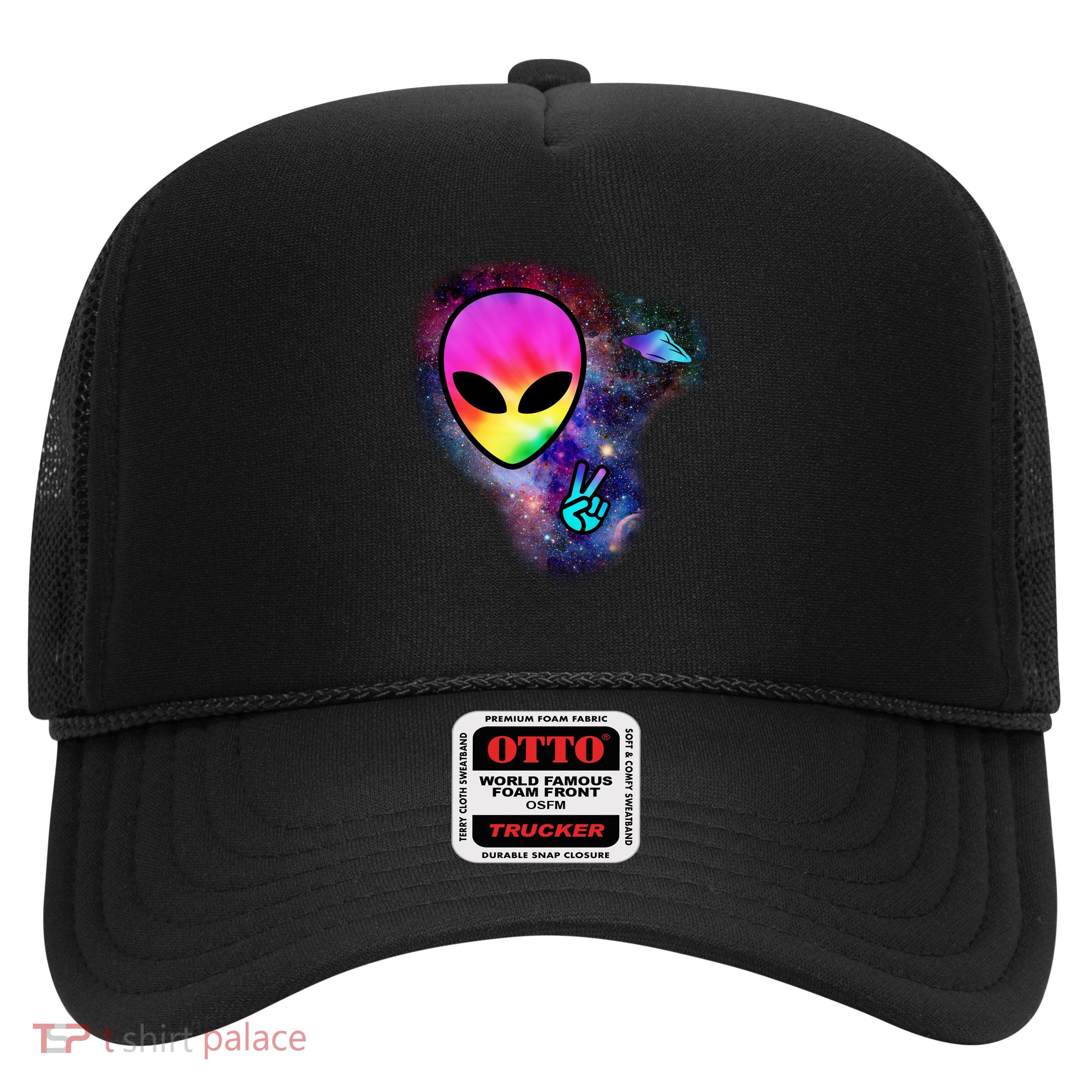 Alien Peace Space Ship Trucker Hat