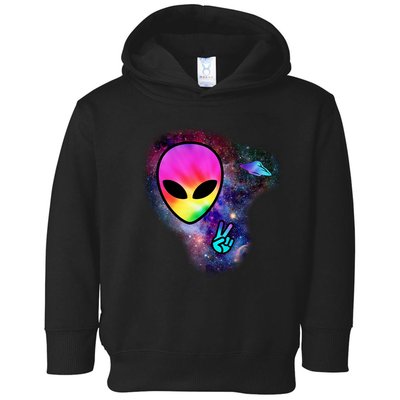 Alien Peace Space Ship Toddler Hoodie