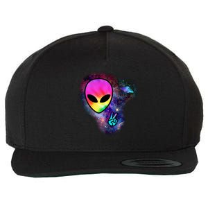 Alien Peace Space Ship Wool Snapback Cap