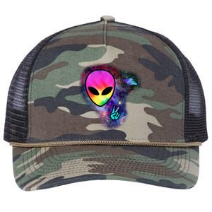 Alien Peace Space Ship Retro Rope Trucker Hat Cap