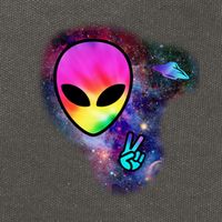 Alien Peace Space Ship Cotton Canvas Backpack