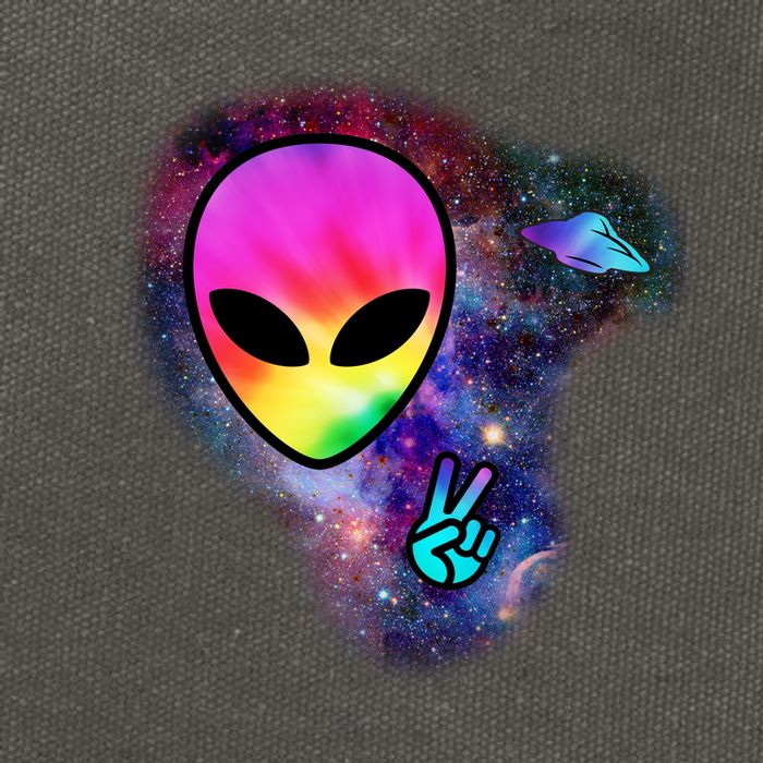 Alien Peace Space Ship Cotton Canvas Backpack
