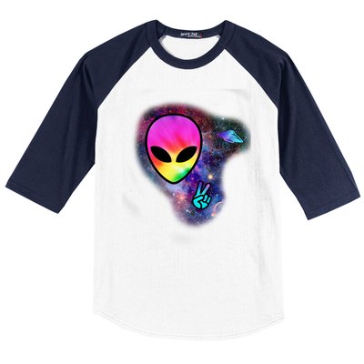 Alien Peace Space Ship Baseball Sleeve Shirt