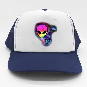 Alien Peace Space Ship Trucker Hat