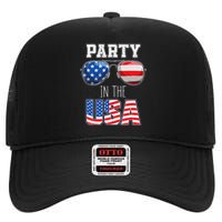 American Patriotic Sunglasses 4th of July USA Flag High Crown Mesh Back Trucker Hat