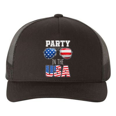 American Patriotic Sunglasses 4th of July USA Flag Yupoong Adult 5-Panel Trucker Hat