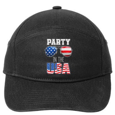 American Patriotic Sunglasses 4th of July USA Flag 7-Panel Snapback Hat