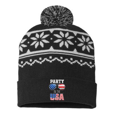 American Patriotic Sunglasses 4th of July USA Flag USA-Made Snowflake Beanie