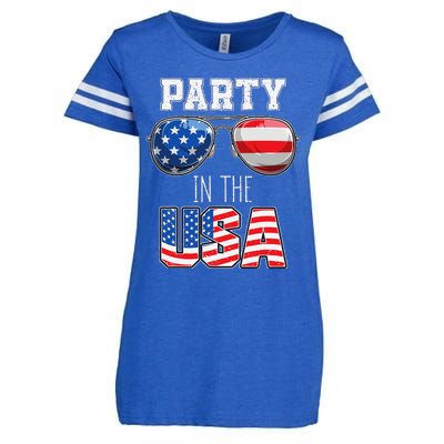 American Patriotic Sunglasses 4th of July USA Flag Enza Ladies Jersey Football T-Shirt