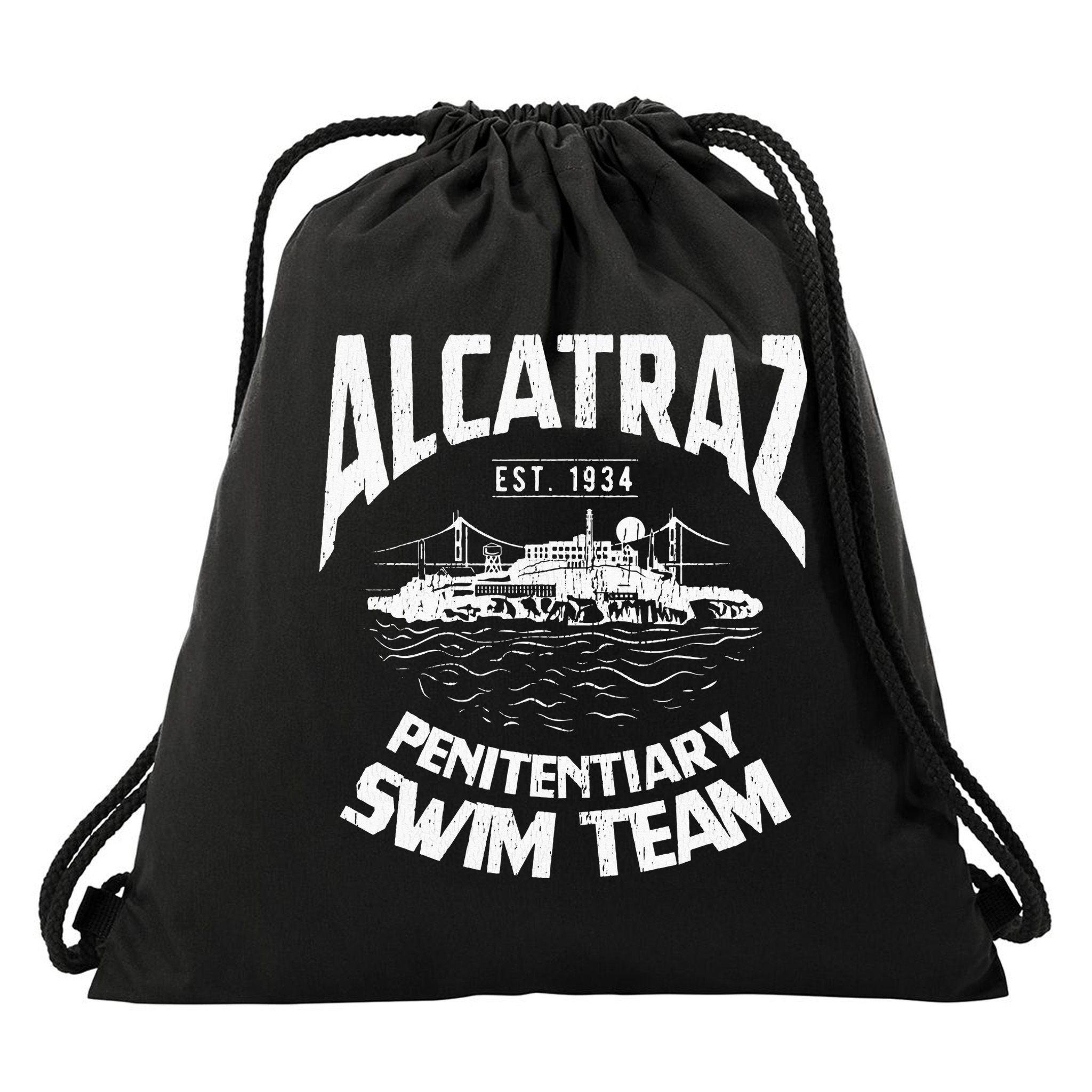 Alcatraz Penitentiary Swim Team Drawstring Bag