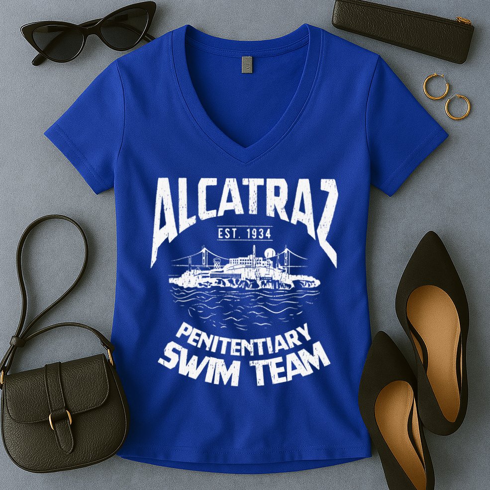 Alcatraz Penitentiary Swim Team Women's V-Neck T-Shirt