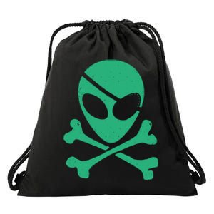 Alien Pirate Skull Drawstring Bag