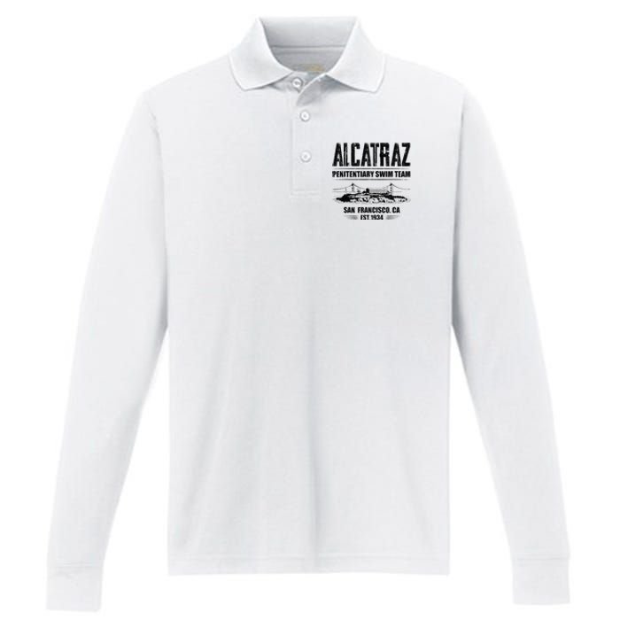 Alcatraz Penitentiary Swim Team Performance Long Sleeve Polo