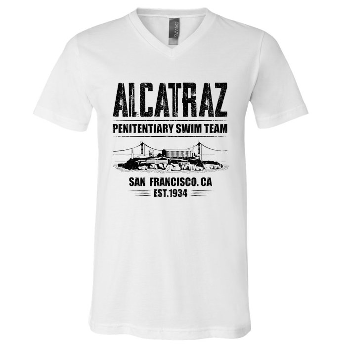 Alcatraz Penitentiary Swim Team V-Neck T-Shirt