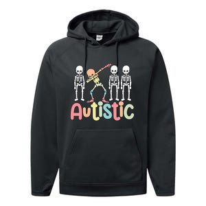 Autistic Pride Skeleton Neurodiversity Autism Proud Autism Awareness Performance Fleece Hoodie