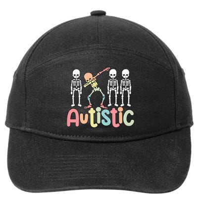 Autistic Pride Skeleton Neurodiversity Autism Proud Autism Awareness 7-Panel Snapback Hat