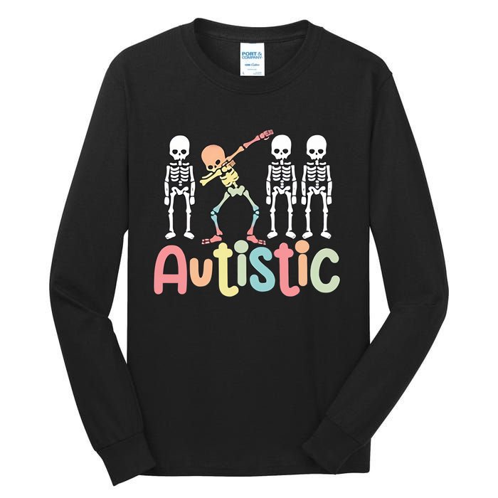 Autistic Pride Skeleton Neurodiversity Autism Proud Autism Awareness Tall Long Sleeve T-Shirt