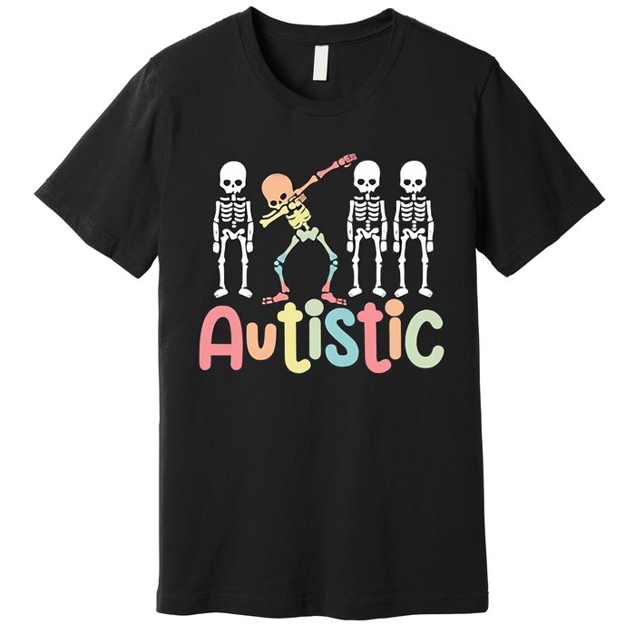 Autistic Pride Skeleton Neurodiversity Autism Proud Autism Awareness Premium T-Shirt