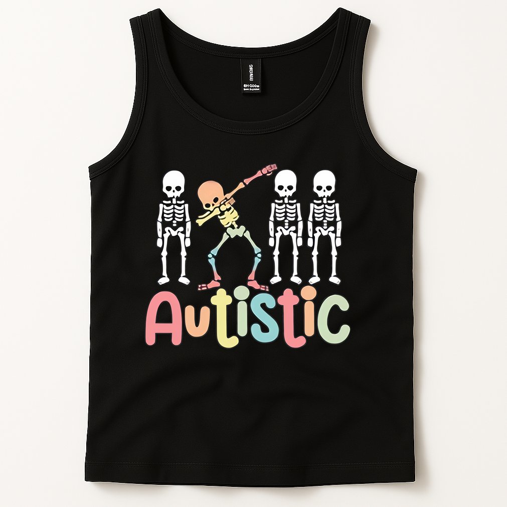 Autistic Pride Skeleton Neurodiversity Autism Proud Autism Awareness Tank Top