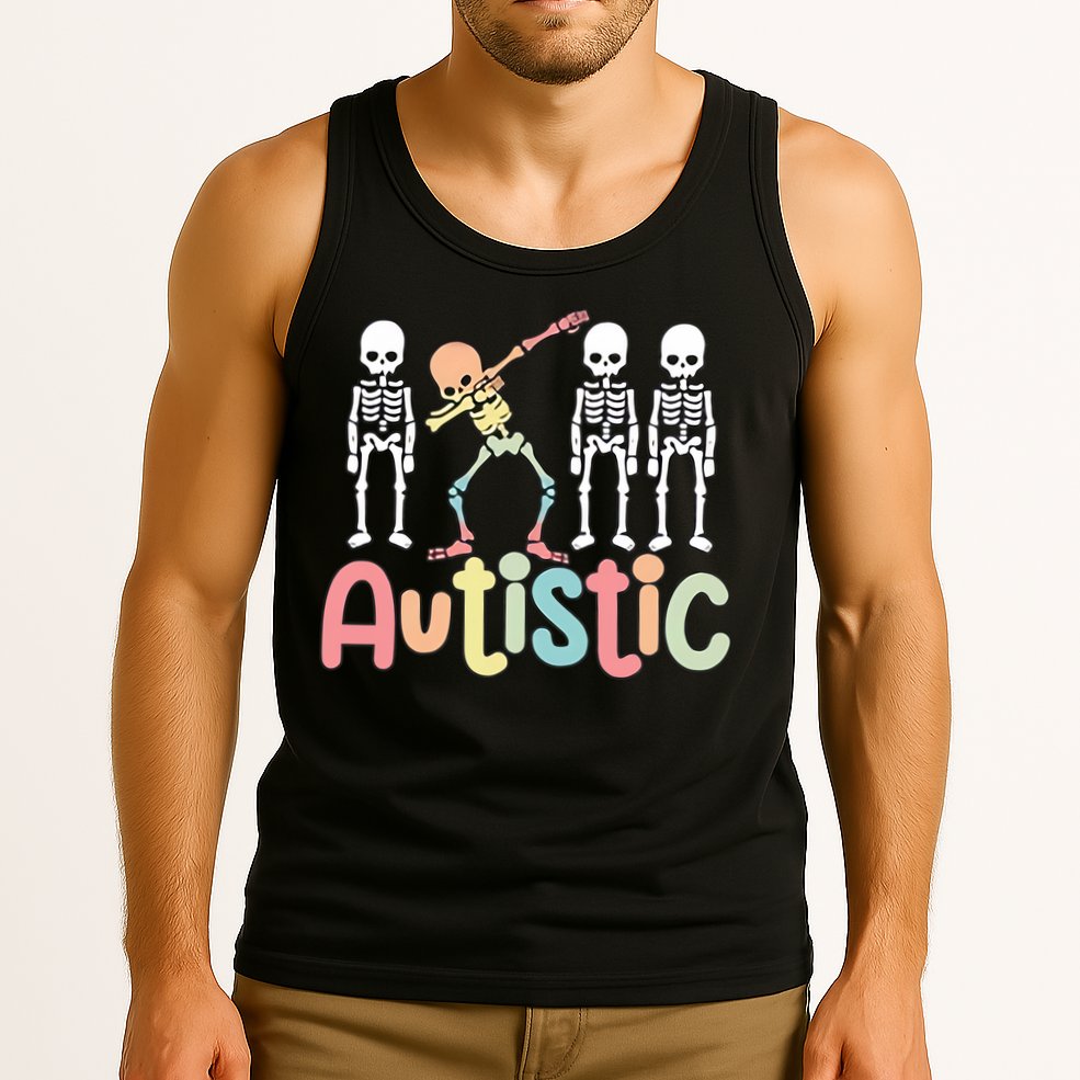 Autistic Pride Skeleton Neurodiversity Autism Proud Autism Awareness Tank Top