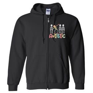 Autistic Pride Skeleton Neurodiversity Autism Proud Autism Awareness Full Zip Hoodie