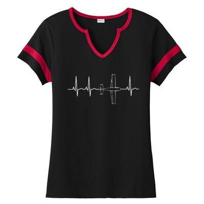 Airplane Pilot Shirts Pilot Heartbeat Flying Gift Tee Ladies Halftime Notch Neck Tee