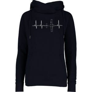 Airplane Pilot Shirts Pilot Heartbeat Flying Gift Tee Womens Funnel Neck Pullover Hood