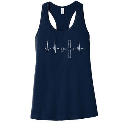 Airplane Pilot Shirts Pilot Heartbeat Flying Gift Tee Women's Racerback Tank