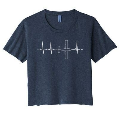 Airplane Pilot Shirts Pilot Heartbeat Flying Gift Tee Women's Crop Top Tee