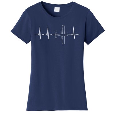 Airplane Pilot Shirts Pilot Heartbeat Flying Gift Tee Women's T-Shirt