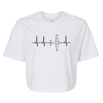 Airplane Pilot Shirts Pilot Heartbeat Flying Gift Tee Bella+Canvas Jersey Crop Tee