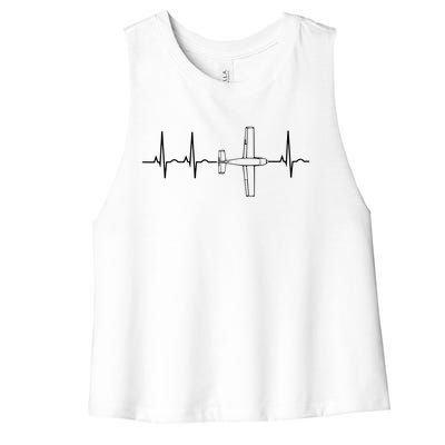 Airplane Pilot Shirts Pilot Heartbeat Flying Gift Tee Women's Racerback Cropped Tank