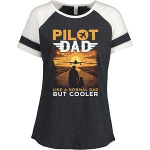 Airplane Pilot Shirts For Men Women Funny Saying Pilot Dad Enza Ladies Jersey Colorblock Tee