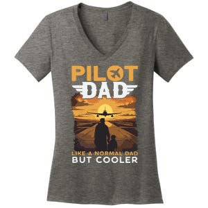 Airplane Pilot Shirts For Men Women Funny Saying Pilot Dad Women's V-Neck T-Shirt