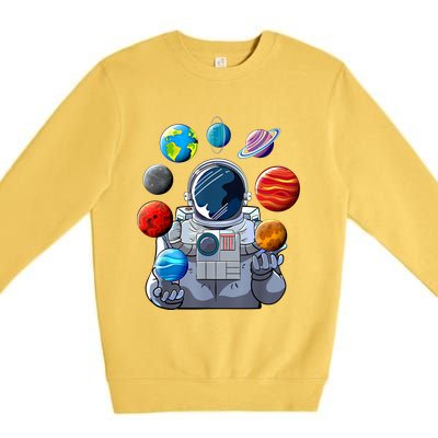 Astronaut Planets Space Moon Galaxy Stars Spaceship Cute Gift Premium Crewneck Sweatshirt