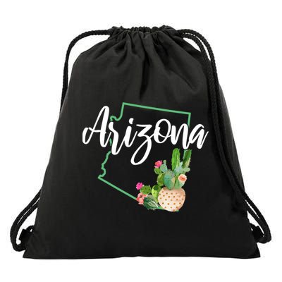 Arizona Pride State Map Cactus Vintage Arizona Cool Gift Drawstring Bag