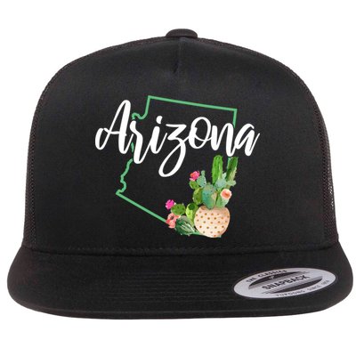 Arizona Pride State Map Cactus Vintage Arizona Cool Gift Flatbill Hat