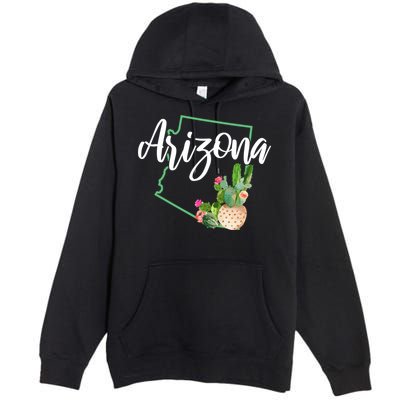 Arizona Pride State Map Cactus Vintage Arizona Cool Gift Premium Pullover Hoodie