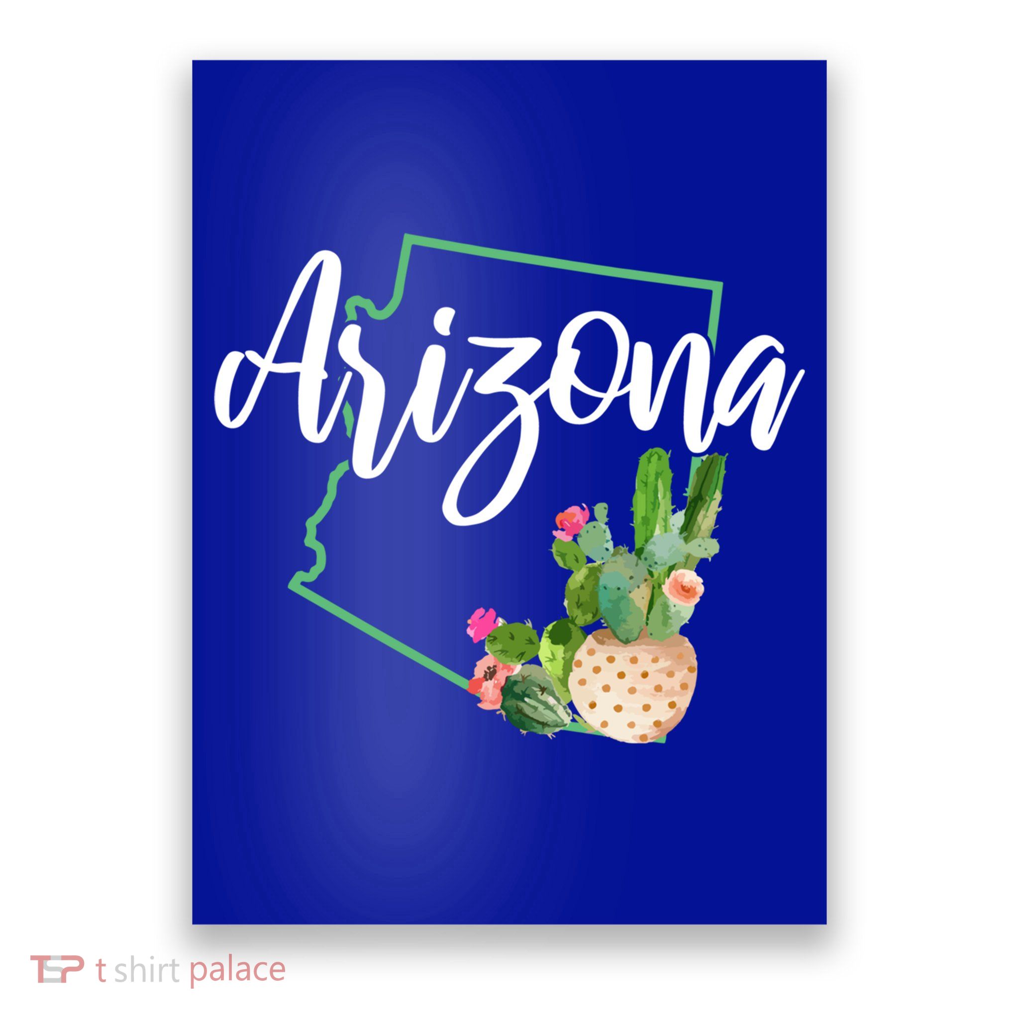 Arizona Pride State Map Cactus Vintage Arizona Cool Gift Poster