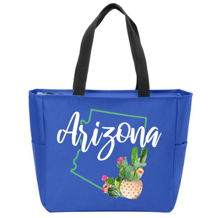 Arizona Pride State Map Cactus Vintage Arizona Cool Gift Zip Tote Bag