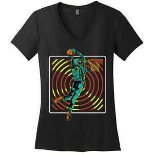 Astronaut Playing Shot Creator Women's V-Neck T-Shirt