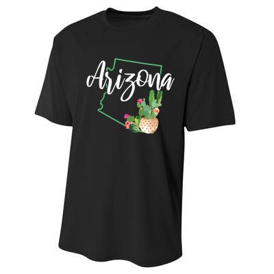 Arizona Pride State Map Cactus Vintage Arizona Performance Sprint T-Shirt