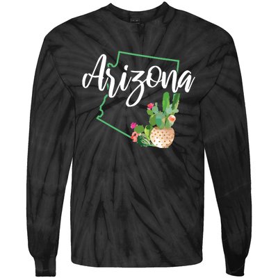 Arizona Pride State Map Cactus Vintage Arizona Tie-Dye Long Sleeve Shirt