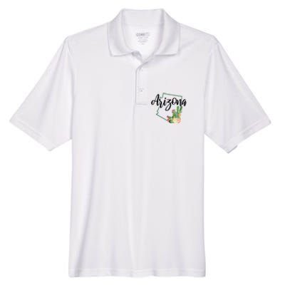 Arizona Pride State Map Cactus Vintage Arizona Men's Origin Performance Piqué Polo