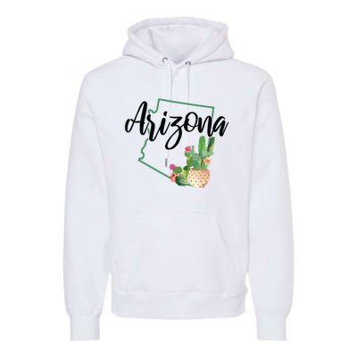 Arizona Pride State Map Cactus Vintage Arizona Premium Hoodie