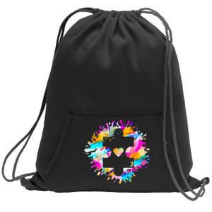 Autism Puzzle Support Autism Awareness Day Autistic ASD Sweatshirt Cinch Pack Bag