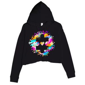 Autism Puzzle Support Autism Awareness Day Autistic ASD Crop Fleece Hoodie