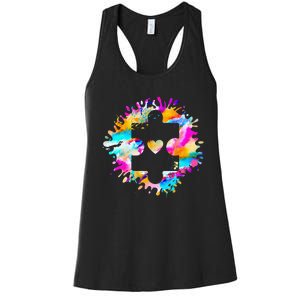 Autism Puzzle Support Autism Awareness Day Autistic ASD Women's Racerback Tank